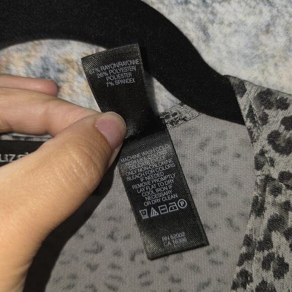 Liz Claiborne Collection Wrap Dress Womens XL Grey Leopard Animal Print Stretchy - Picture 4 of 9